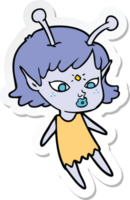 sticker of a pretty cartoon alien girl png