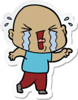 sticker of a cartoon crying bald man png