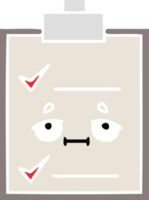 flat color retro cartoon of a check list png