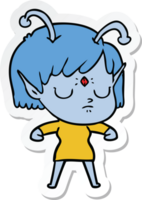 sticker of a cartoon alien girl png