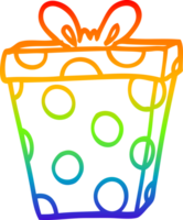 rainbow gradient line drawing of a cartoon wrapped present png