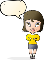 cartone animato donna Esprimere a gesti a se stesso con discorso bolla png