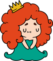 cartoon illustration of a cute kawaii princess girl png