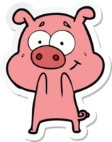 sticker of a happy cartoon pig png