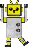 retro grunge texture cartoon of a robot png