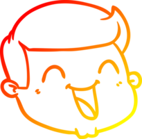 warm gradient line drawing of a happy cartoon male face png