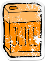 distressed sticker of a cartoon juice box png