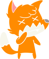 flat color style cartoon cross eyed fox png