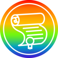 diploma certificate circular icon with rainbow gradient finish png