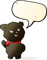 cartoon cute black bear cub with speech bubble png