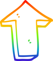 rainbow gradient line drawing of a cartoon arrow pointing direction png