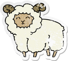 distressed sticker of a quirky hand drawn cartoon ram png