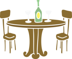 hand- getrokken tekenfilm tekening avondeten tafel en drankjes png