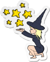 sticker of a cartoon halloween witch png