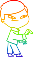 arco iris degradado línea dibujo de un dibujos animados señalando hombre png