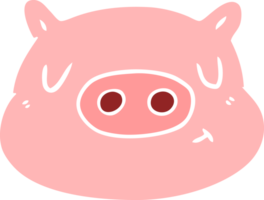 visage de cochon dessin animé style couleur plat png