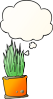 cartoon house plant with thought bubble in smooth gradient style png