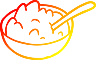 chaud pente ligne dessin de une bol de bouillie png