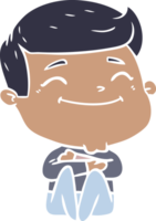 happy flat color style cartoon man png