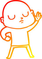 warm gradient line drawing of a cartoon bald man png