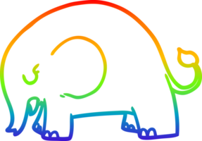 regenboog helling lijn tekening van een schattig tekenfilm olifant png