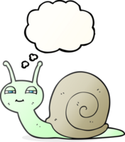 main tiré pensée bulle dessin animé mignonne escargot png