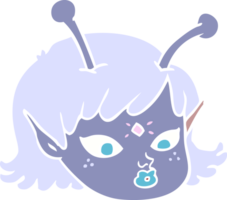 flat color style cartoon alien space girl face png