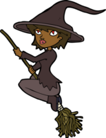 cartoon witch riding broomstick png