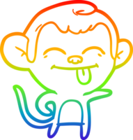 arco Iris gradiente linha desenhando do uma engraçado desenho animado macaco apontando png