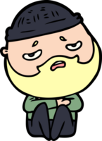 cartoon worried man with beard png