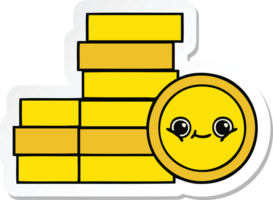 sticker of a cute cartoon coins png