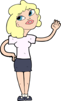 cartoon woman waving png