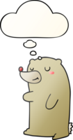 cute cartoon bear with thought bubble in smooth gradient style png