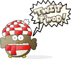 hand drawn speech bubble cartoon cute owl saying twit twoo png