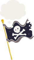 dessin animé pirate drapeau avec pensée bulle dans rétro style png