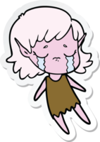 sticker of a cartoon crying elf girl png