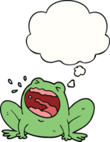 cartoon frog shouting with thought bubble png