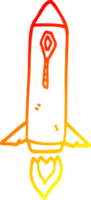 warm gradient line drawing of a cartoon space rocket png