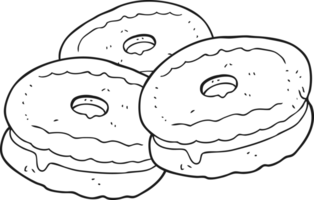 hand drawn black and white cartoon biscuits png