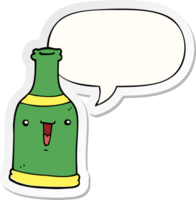 Karikatur Bier Flasche mit Rede Blase Aufkleber png