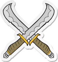 sticker of a cartoon crossed swords png