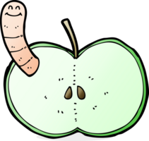 cartoon apple with worm png