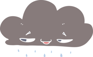 nuvem de chuva de desenhos animados de estilo de cor plana png