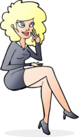 cartoon office woman sitting png