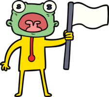 cartoon weird alien with flag png