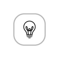 Lightbulb icon on light background. Idea symbol. Electric lamp, light, innovation, solution, creative thinking, electricity. Outline, flat style. Flat design. vector