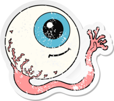 distressed sticker of a cartoon eyeball png