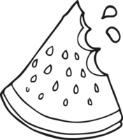 hand drawn black and white cartoon watermelon slice png