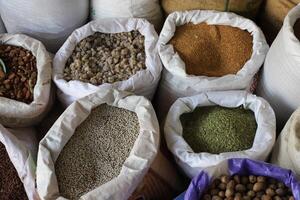 Spices are sold at a bazaar in Israel photo