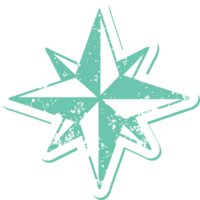 ikonisches beunruhigtes Aufkleber-Tattoo-Stilbild eines Sterns png